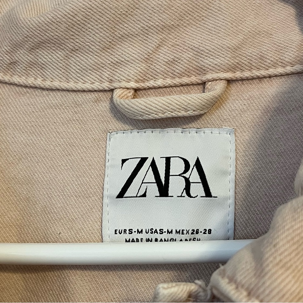Zara Women's Pink Cropped Denim Jacket - Picture 3 of 4